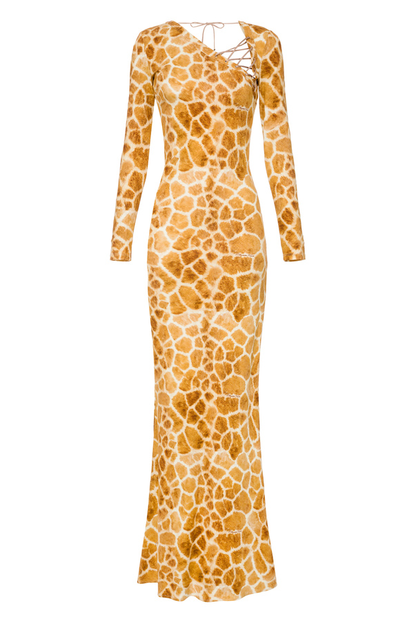 Red Carpet dress with giraffe print - Elisabetta Franchi® Outlet