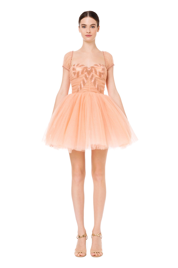 Dolly dress in glittered tulle fabric - Elisabetta Franchi® Outlet