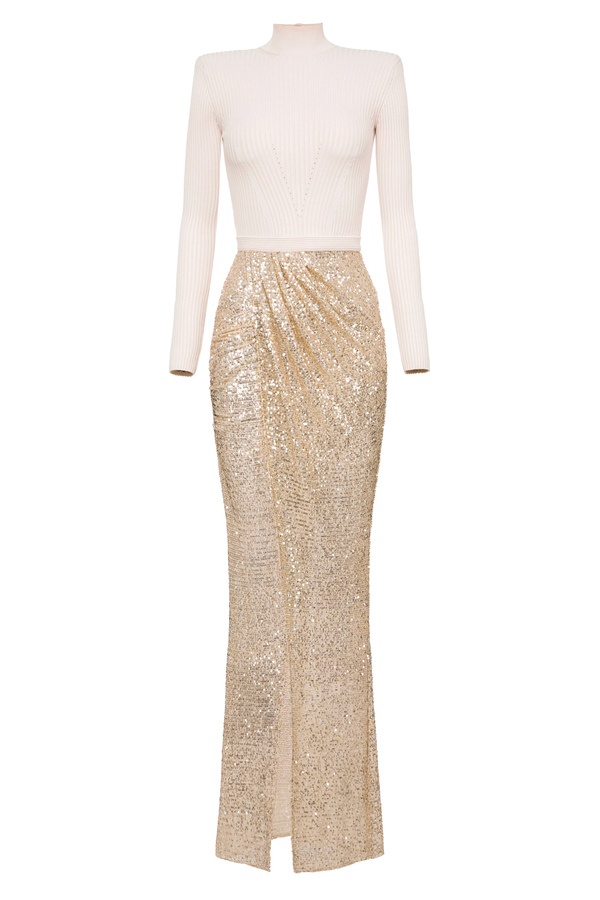 Red Carpet mermaid-style dress made of sequins - Elisabetta Franchi® Outlet