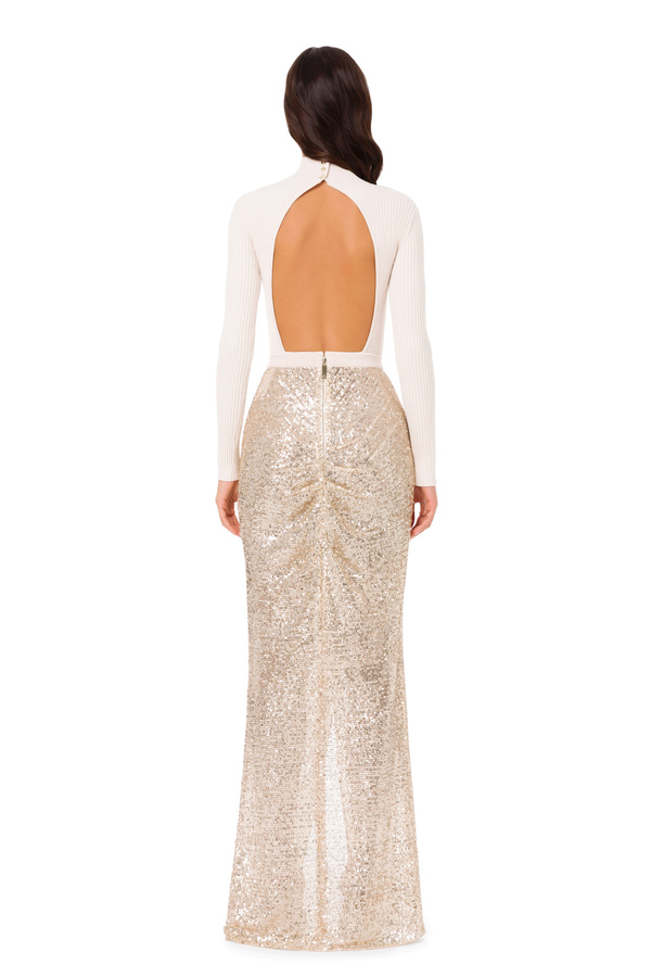 Red Carpet mermaid-style dress made of sequins - Elisabetta Franchi® Outlet