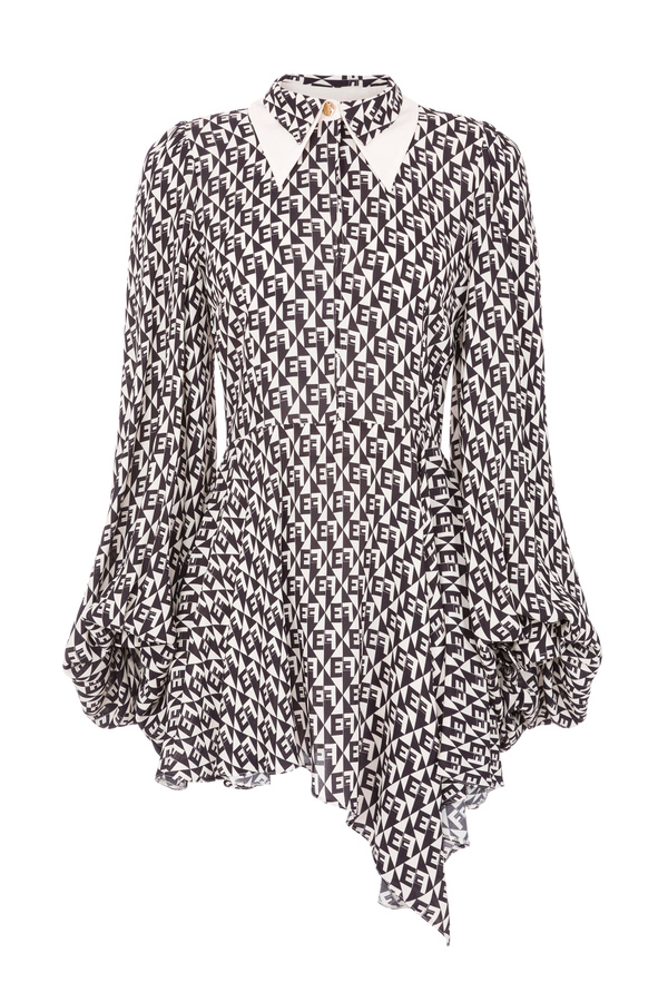 Dress in georgette fabric with diamond print - Elisabetta Franchi® Outlet