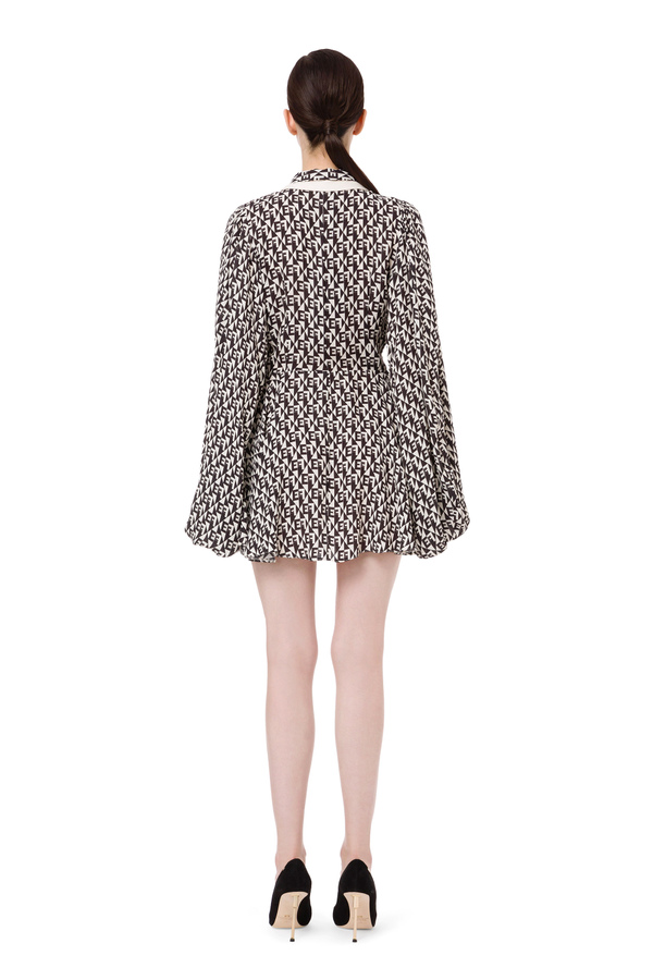 Dress in georgette fabric with diamond print - Elisabetta Franchi® Outlet