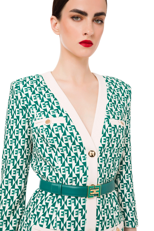 Vestido de crepé elástico con diseño de rombos - Elisabetta Franchi® Outlet