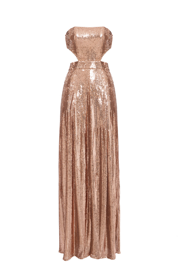 Red Carpet full sequin dress with bandeau top - Elisabetta Franchi® Outlet