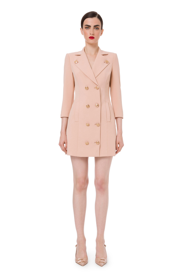 Robe-manteau à double boutonnage avec boutons logo - Elisabetta Franchi® Outlet