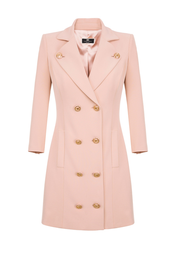 Vestido abrigo cruzado con botones de logotipo - Elisabetta Franchi® Outlet