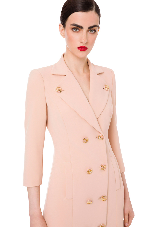 Double-breasted coat dress with logoed buttons - Elisabetta Franchi® Outlet