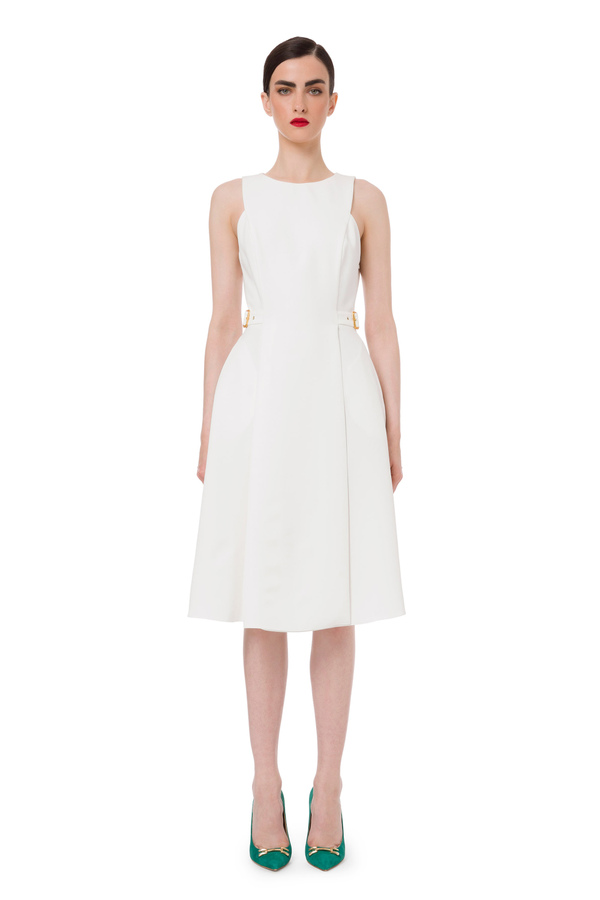 Sleeveless dress with flared skirt and open neckline on the back - Elisabetta Franchi® Outlet
