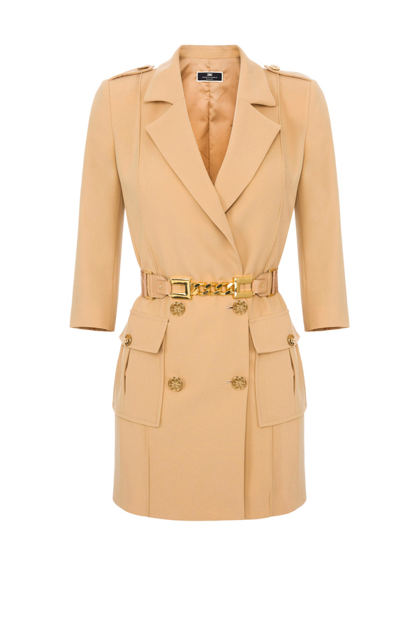 Elisabetta Franchi coat dress with maxi logo belt - Elisabetta Franchi® Outlet