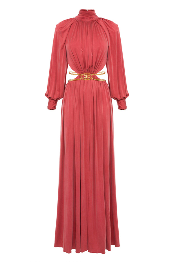 Red Carpet crossover dress with belt - Elisabetta Franchi® Outlet