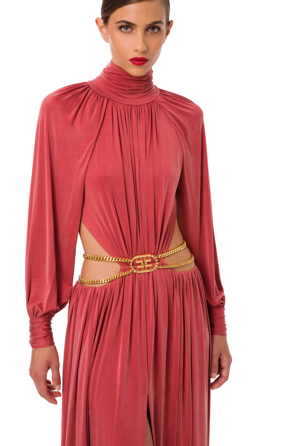 Red Carpet crossover dress with belt - Elisabetta Franchi® Outlet