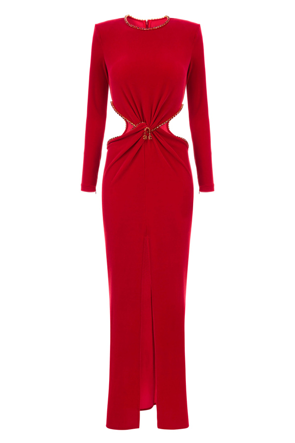 Red Carpet dress in flowing velvet - Elisabetta Franchi® Outlet