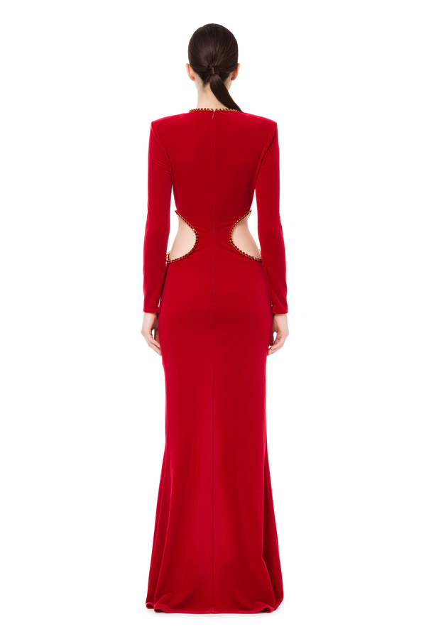 Red Carpet dress in flowing velvet - Elisabetta Franchi® Outlet
