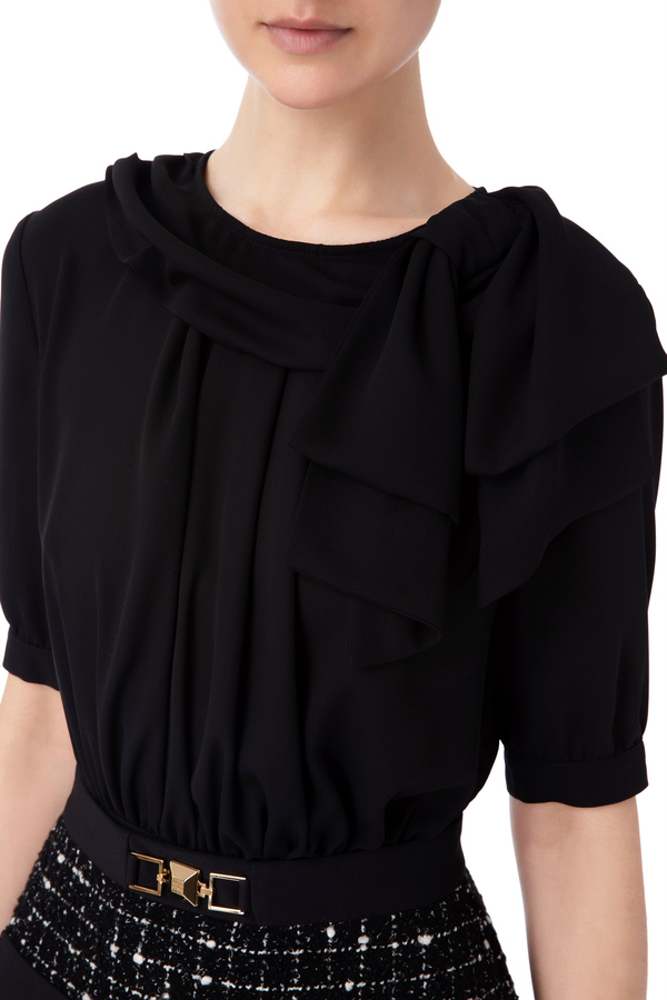 Vestido combinado con minifalda de tweed - Elisabetta Franchi® Outlet