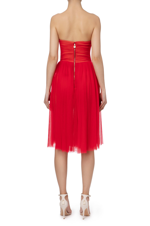 Tulle mini dress with sweetheart neckline - Elisabetta Franchi® Outlet