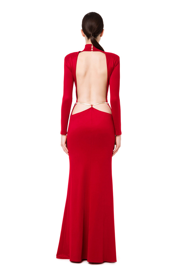Red Carpet dress with rhinestones chain - Elisabetta Franchi® Outlet