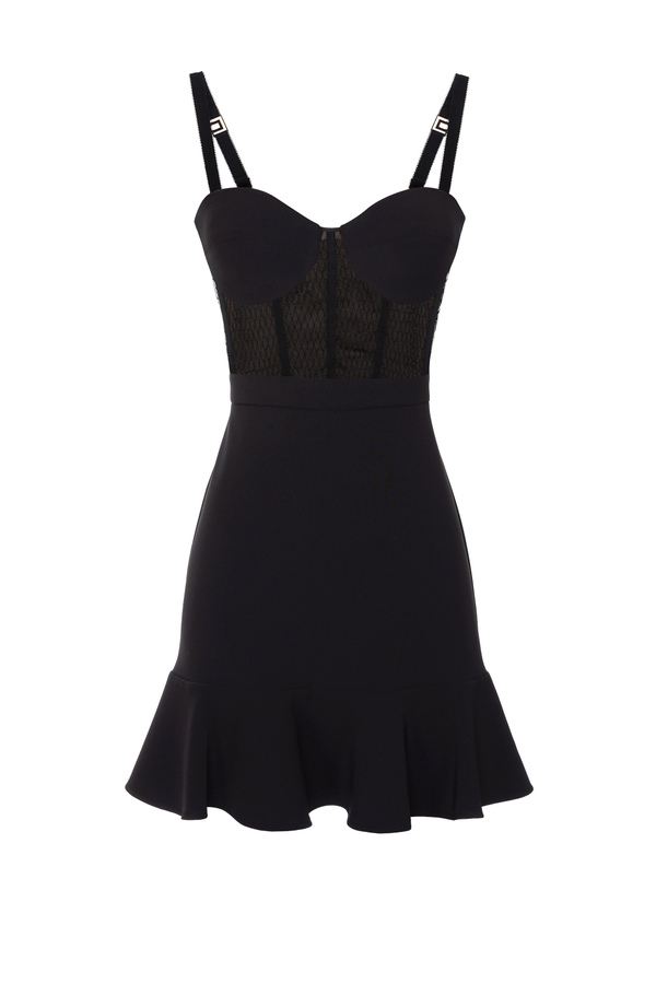Short dress with diamond embroidered corset - Elisabetta Franchi® Outlet
