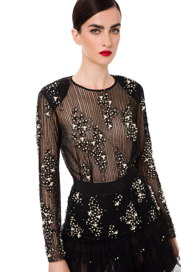 Red Carpet dress in jersey with front slit Elisabetta Franchi