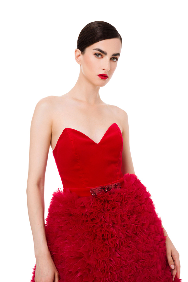 Red Carpet-Kleid mit Tüllrüschen - Elisabetta Franchi® Outlet