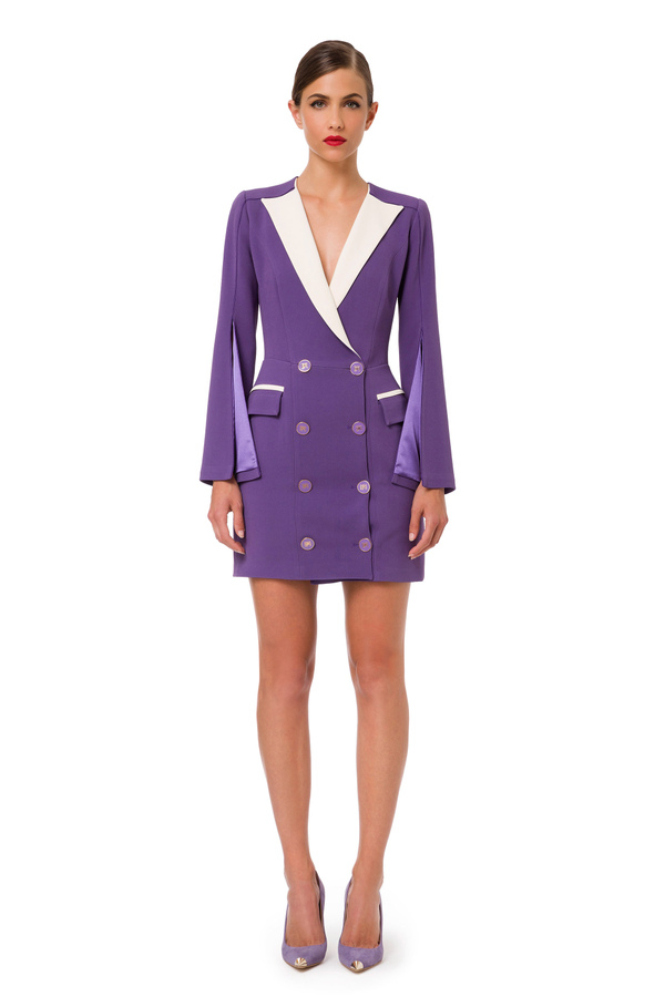 Coat dress with contrasting details - Elisabetta Franchi® Outlet