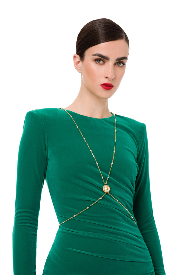 Slim fit mini dress with body chain - Elisabetta Franchi® Outlet