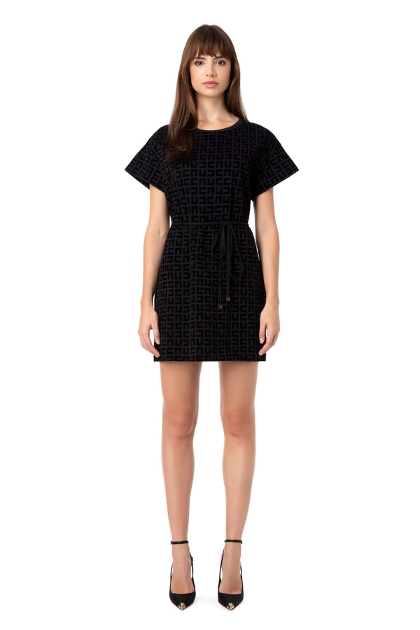 Maxi T-shirt dress with round neck - Elisabetta Franchi® Outlet
