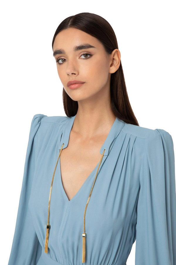 Midi dress with Mandarin collar - Elisabetta Franchi® Outlet