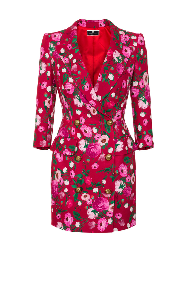 Robe-manteau à double boutonnage imprimé bouquet - Elisabetta Franchi® Outlet