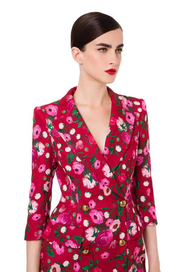Robe-manteau à double boutonnage imprimé bouquet - Elisabetta Franchi® Outlet