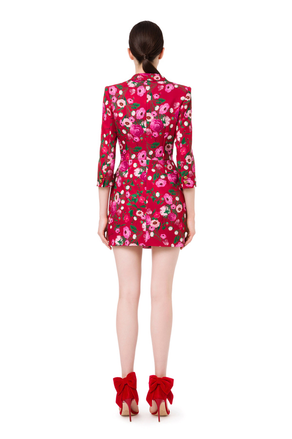 Zweireihiges Mantelkleid mit Blumen-Bouquet - Elisabetta Franchi® Outlet