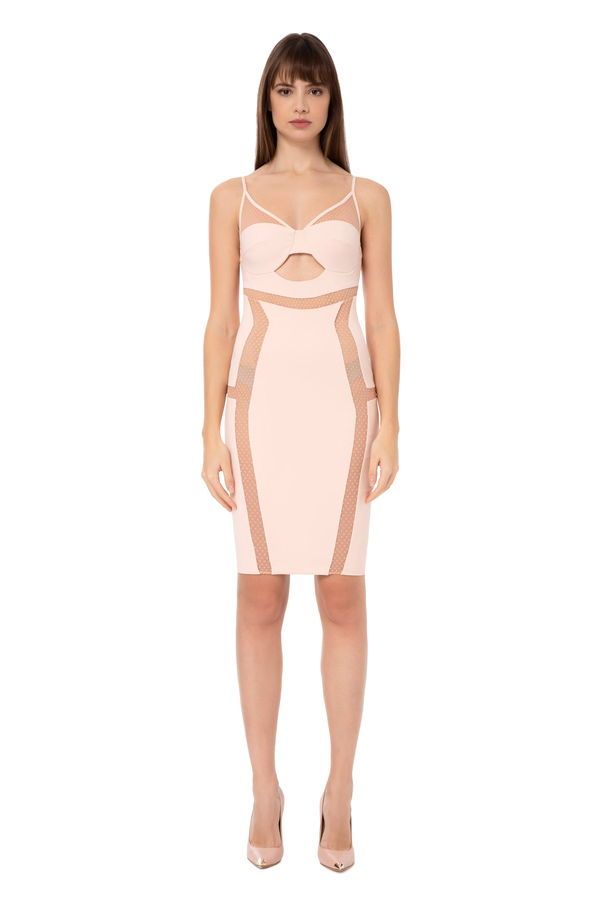 Sheath dress with cut-outs and tulle inserts - Elisabetta Franchi® Outlet