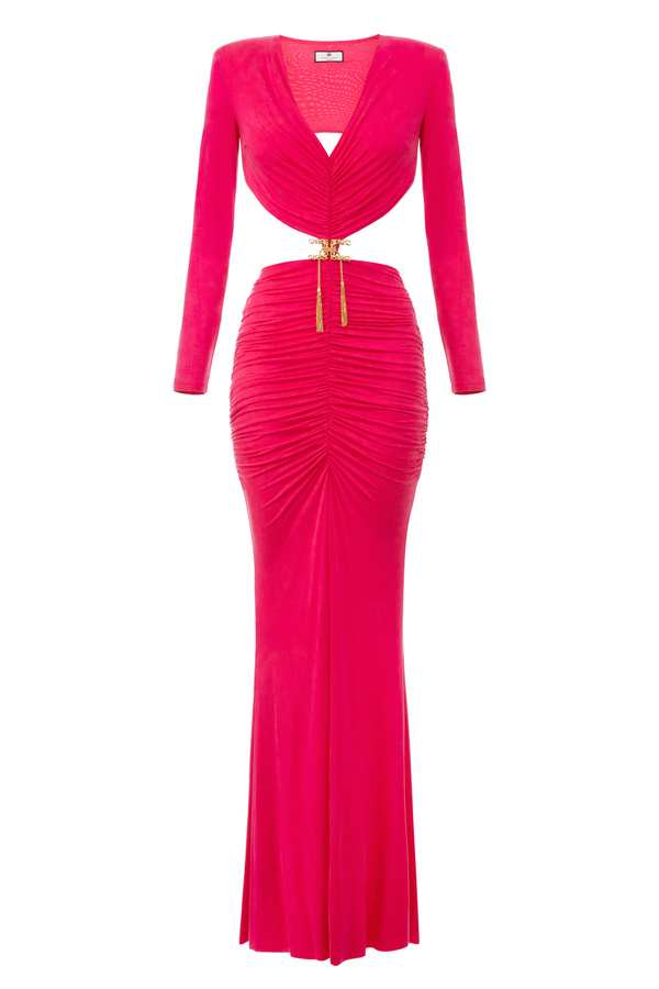 Vestido Red Carpet de punto con logotipo - Elisabetta Franchi® Outlet
