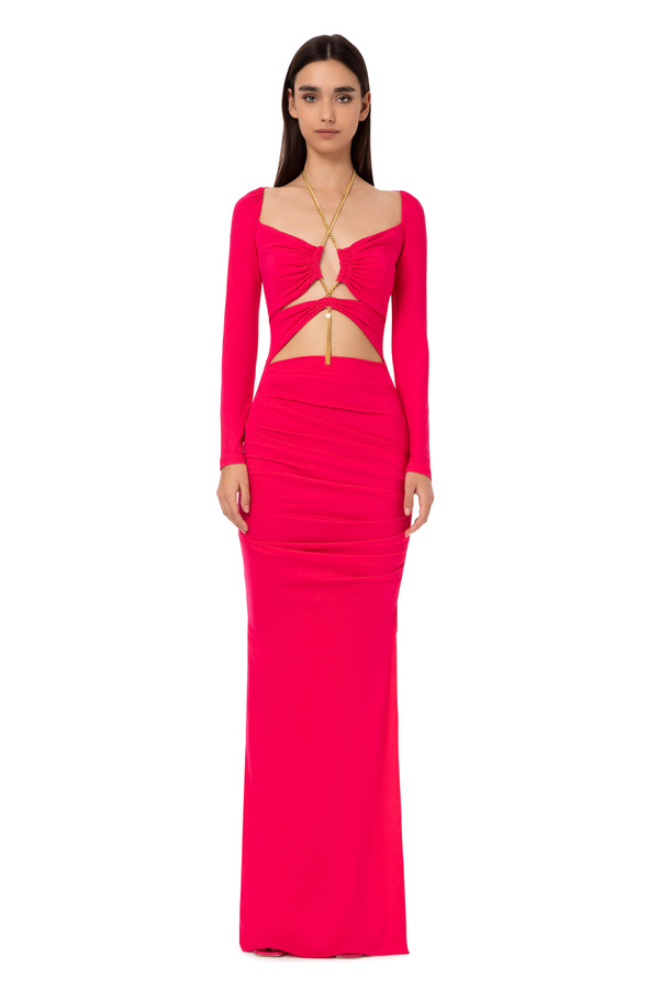 Red Carpet-Kleid aus Jersey mit geflochtener Kette - Elisabetta Franchi® Outlet