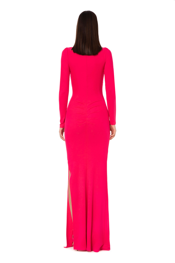 Red carpet dress in jersey with interlaced chain - Elisabetta Franchi® Outlet
