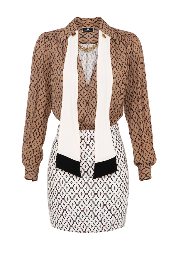 Combined dress with diamond print - Elisabetta Franchi® Outlet