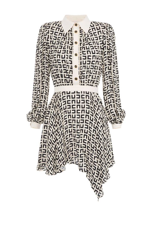 Asymmetric dress printed with maze pattern - Elisabetta Franchi® Outlet