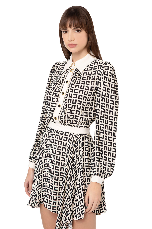 Asymmetric dress printed with maze pattern - Elisabetta Franchi® Outlet