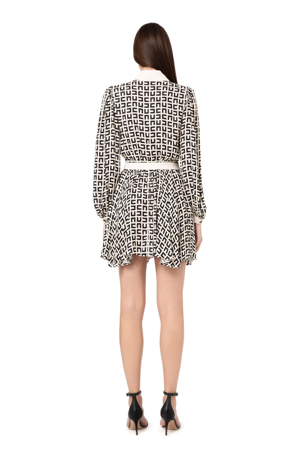 Mini-robe asymétrique imprimée à motif labyrinthe - Elisabetta Franchi® Outlet