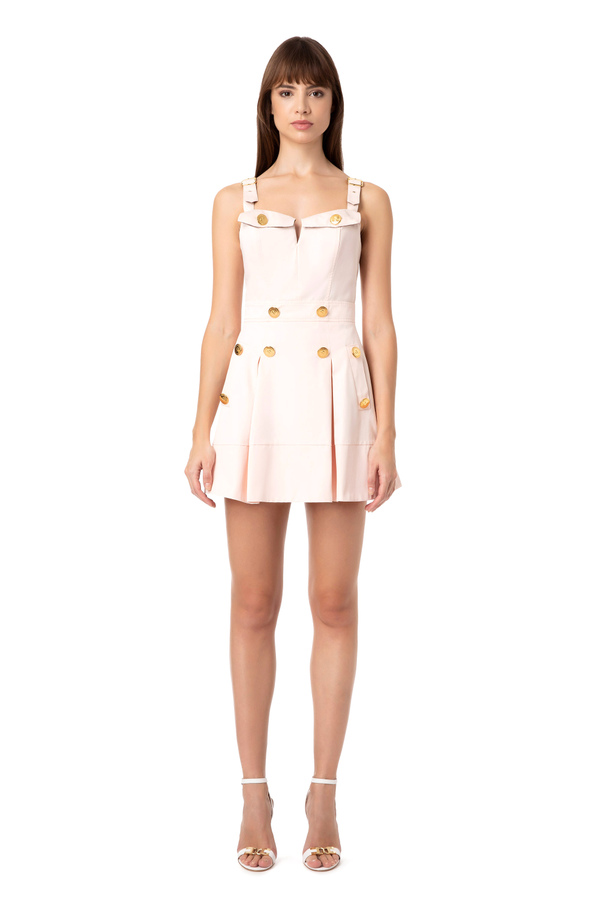 Mini dress with straps and golden metal buckles - Elisabetta Franchi® Outlet