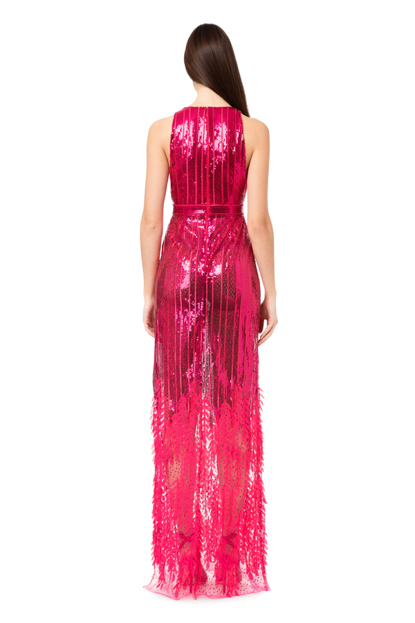 Red carpet dress in sequins with leaves - Elisabetta Franchi® Outlet