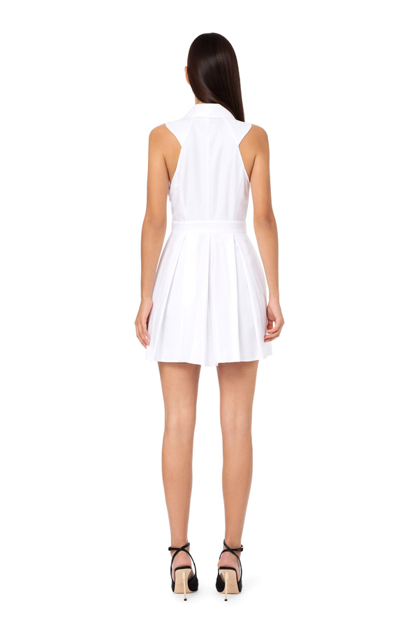 Ärmelloses, kurzes Kleid aus Baumwolle mit Chevron-Bindung - Elisabetta Franchi® Outlet