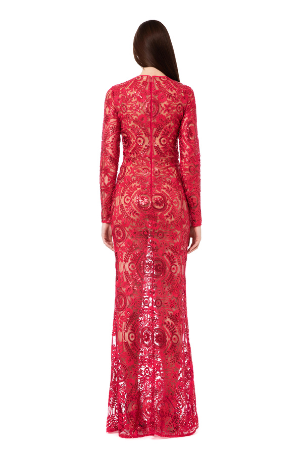 Robe Red Carpet en dentelle de sequins - Elisabetta Franchi® Outlet