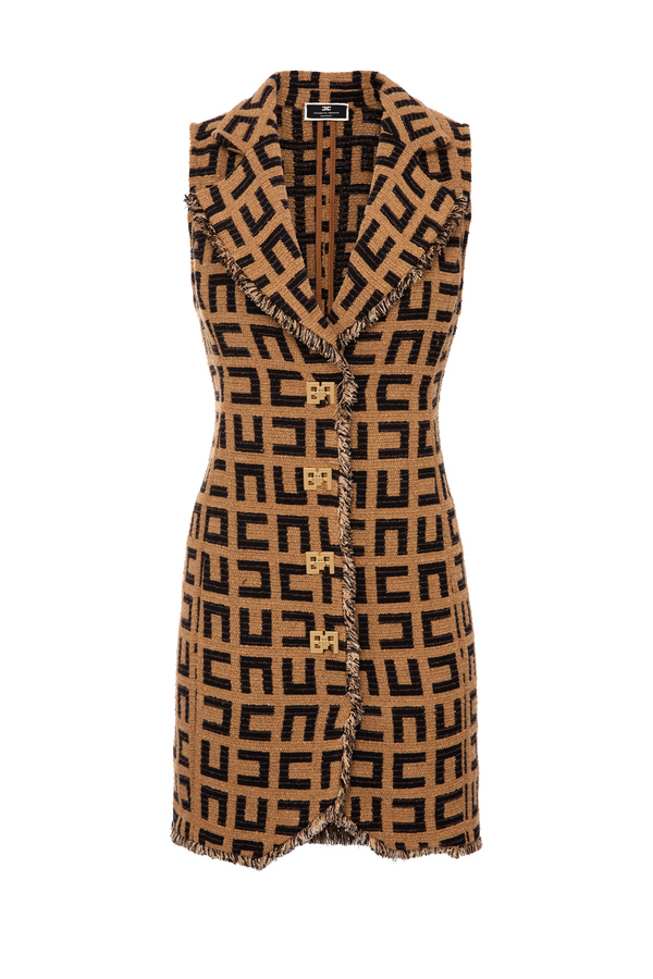 Sleeveless jacquard tweed mini dress - Elisabetta Franchi® Outlet
