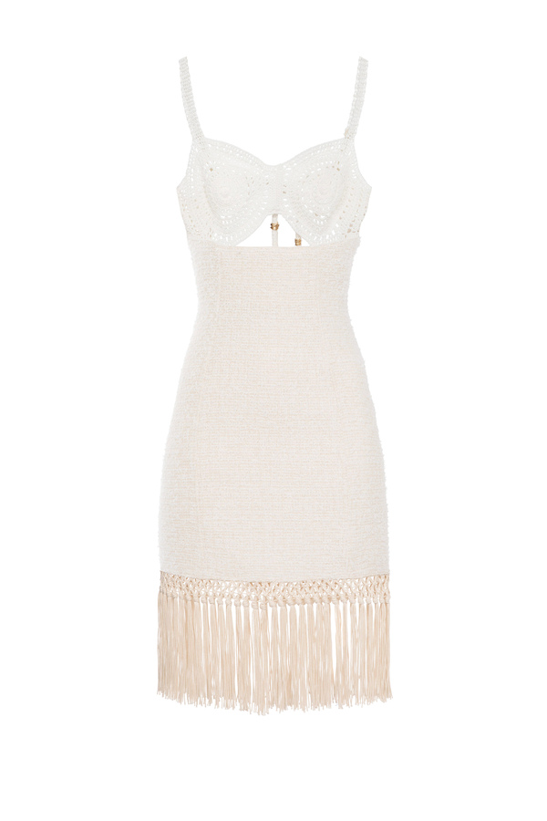 Midi-Kleid in Crochet-Optik mit Fransen - Elisabetta Franchi® Outlet