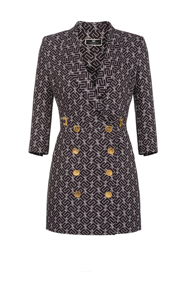 Robe-manteau en double crêpe imprimé - Elisabetta Franchi® Outlet