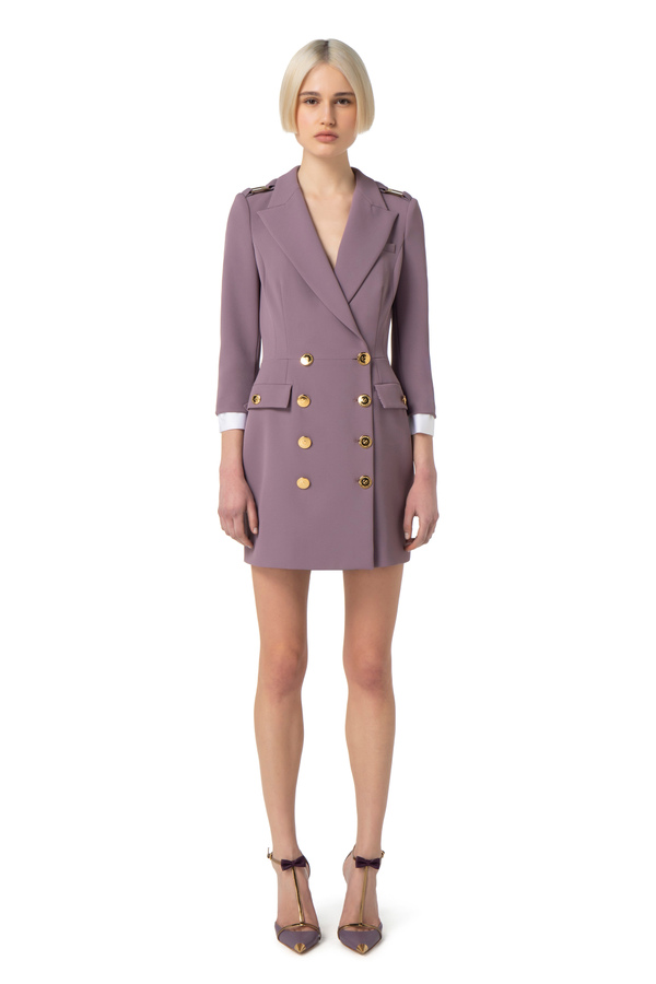 Coat dress in double layer crêpe fabric - Elisabetta Franchi® Outlet