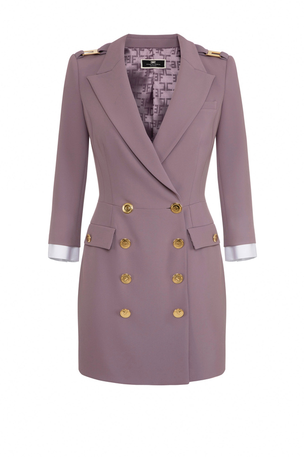 Coat dress in double layer crêpe fabric - Elisabetta Franchi® Outlet