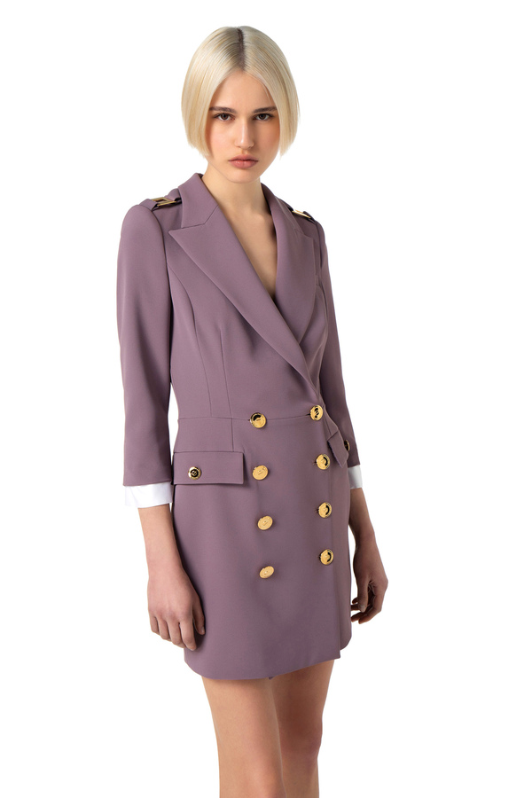 Coat dress in double layer crêpe fabric - Elisabetta Franchi® Outlet