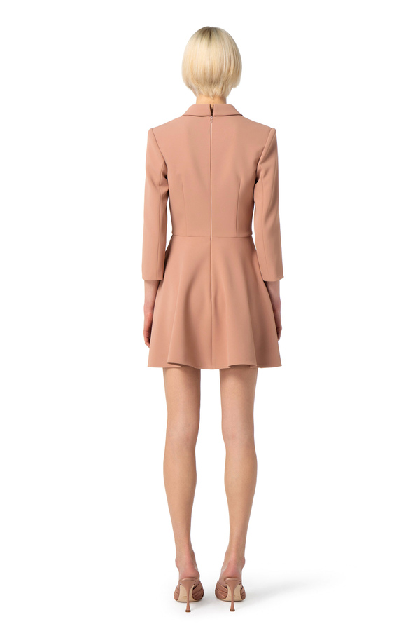 Vestido abrigo de doble crepé con falda godet - Elisabetta Franchi® Outlet