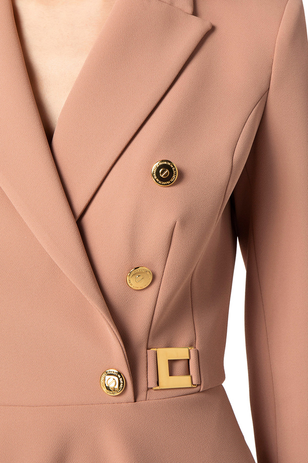 Robe-manteau in doppio crêpe con gonna godet - Elisabetta Franchi® Outlet